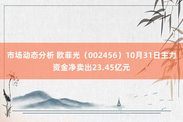 市场动态分析 欧菲光（002456）10月31日主力资金净卖出23.45亿元