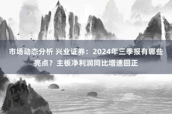 市场动态分析 兴业证券：2024年三季报有哪些亮点？主板净利润同比增速回正