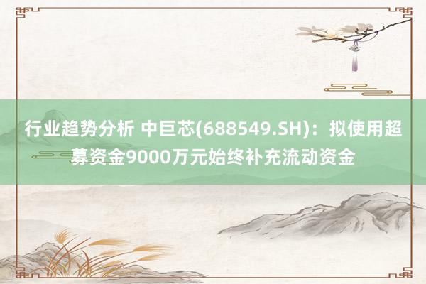 行业趋势分析 中巨芯(688549.SH)：拟使用超募资金9000万元始终补充流动资金