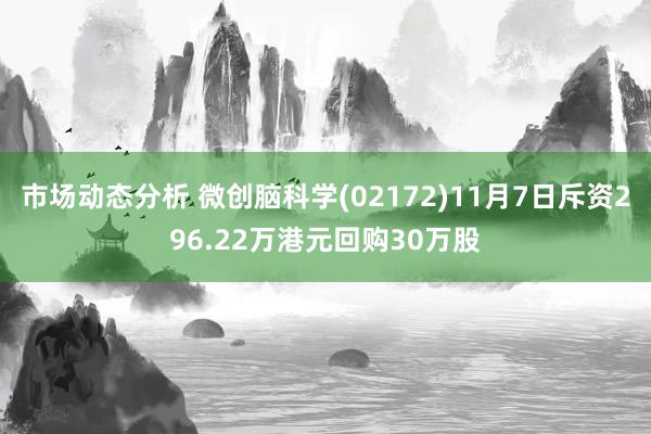 市场动态分析 微创脑科学(02172)11月7日斥资296.22万港元回购30万股