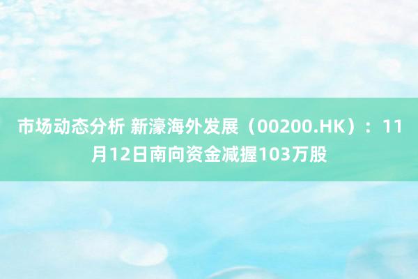 市场动态分析 新濠海外发展（00200.HK）：11月12日南向资金减握103万股