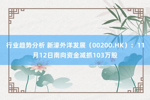 行业趋势分析 新濠外洋发展（00200.HK）：11月12日南向资金减抓103万股