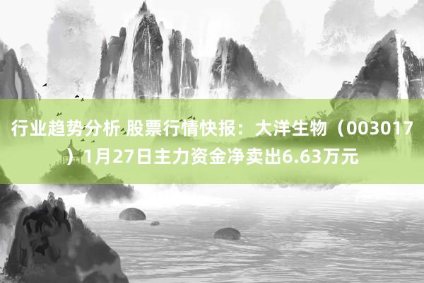 行业趋势分析 股票行情快报：大洋生物（003017）1月27日主力资金净卖出6.63万元