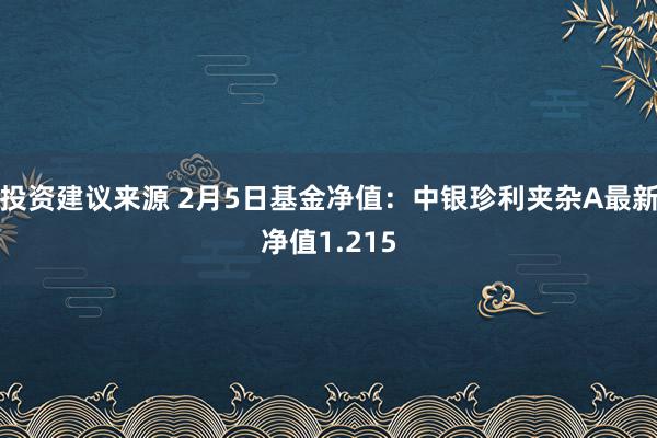 投资建议来源 2月5日基金净值：中银珍利夹杂A最新净值1.215