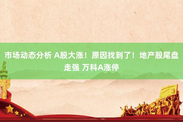 市场动态分析 A股大涨！原因找到了！地产股尾盘走强 万科A涨停