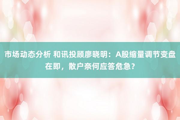 市场动态分析 和讯投顾廖晓明：A股缩量调节变盘在即，散户奈何应答危急？